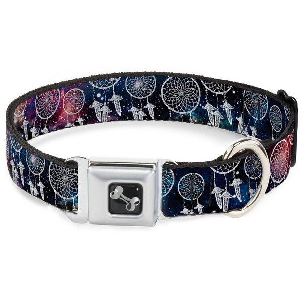 Dog Collar Seatbelt Buckle Dream Catcher Galaxy White 9 to 15 Inches 1.0 Inch Wide