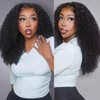 13x6 Afro Curly Lace Front Wigs Human Hair 200% Density 13x6 Transparent Frontal Wigs Human Hair for Women Pre Plucked Curly Glueless Wigs Human Hair Pre Plucked Knots Bleached Black Wigs 22 Inch
