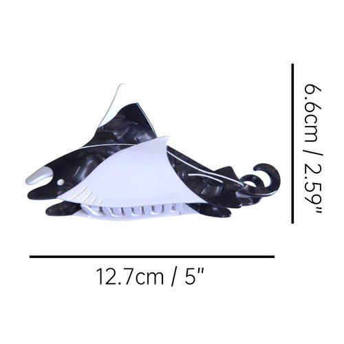 Funny Ocean Ray Fish Hair Clip,Acetate Claw Clips,Big Hair Clips for Women,Black