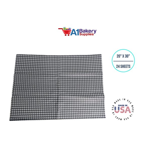 A1BakerySupplies® Design Tissue Paper 20 x 30 Inch 24 Pack (Houndstooth)