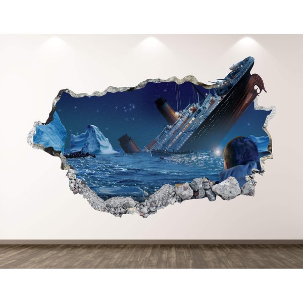 Titanic Wall Decal Art Decor 3D Passenger Ship Sticker Mural Kids Room Vinyl Custom Gift BL61 (30"W x 18"H)