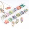 12 Grids Abalone Seashell Slices,Irregular Abalone Shell Slices Nail Art Glitter Flakes Acrylic Nails Supplies Holographic Glitters Nail Art Shell Piece Charm Shiny Decoration UV Gel Accessories Craft