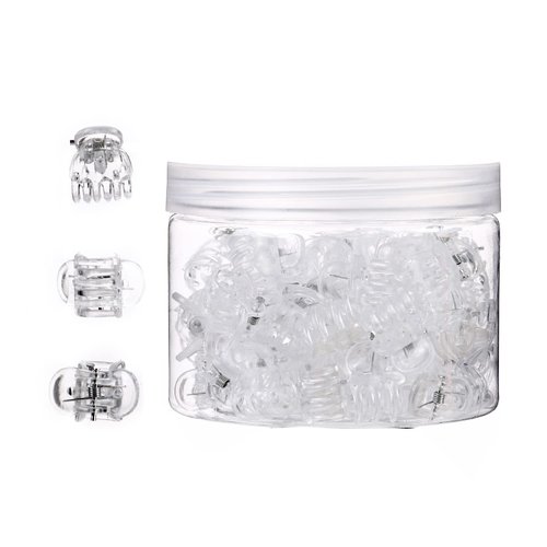 DIYOVNAK Mini hair claws small claw clamp 0.59inch hair claw clips for women 48pcs-pack (CLEAR-48PCS)