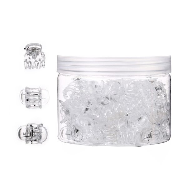 DIYOVNAK Mini hair claws small claw clamp 0.59inch hair claw clips for women 48pcs-pack (CLEAR-48PCS)