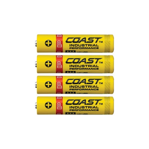 Coast 4 Pack AAA Industrial Performance Alkaline Batteries, High-Performance