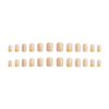 Press on Nails Short Square French Tips 24Pcs Glossy Full Cover Acrylic Square False Nails with Lemon Designs Reusable Short Coffin Fake Nails with Charm Glue Stick on Fingernails for Women Girls
