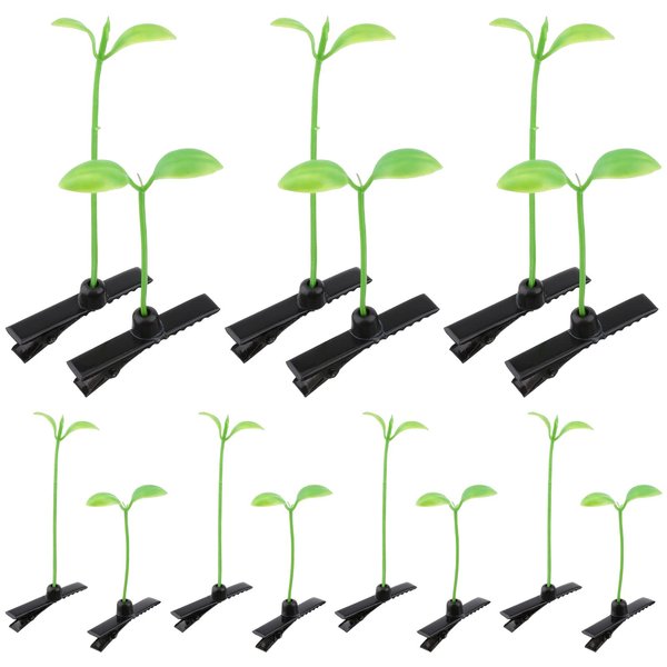 HANABASS 50pcs Bean Sprout Hair Clips Little Plant Hairpins Funny Grass Barrette Headwear Hair Accessories for Women Kids Girls Lady Home School Easter Party Green