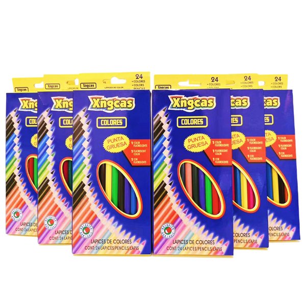 XNGCAS Colored Pencils Bulk, Kids School Supplies For Teachers, 6 Packs with 24 Colors