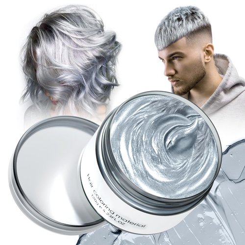 Silver Grey Hair Dye Temporary Hair Color Wax, Gray Hair Dye for Women Men Kids, Natural Temp Wash Out Hair Color