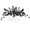 AUNEAL Hair Accessories for Women and Girls Bride Wedding Hair Comb Black Crystal Side Comb Bridal Hair Piece Leaf Headpiece Bridesmaid