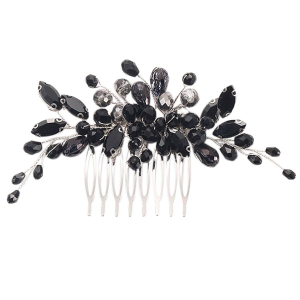 AUNEAL Hair Accessories for Women and Girls Bride Wedding Hair Comb Black Crystal Side Comb Bridal Hair Piece Leaf Headpiece Bridesmaid
