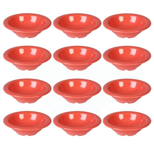 TrueCraftware- 4 oz Salad Bowls Orange Color Melamine Set of 12- Dishwasher Safe Break-Resistant Reusable Bowls Serving Bowl Soup Bowls for Fruits Salad Kitchen Restaurants