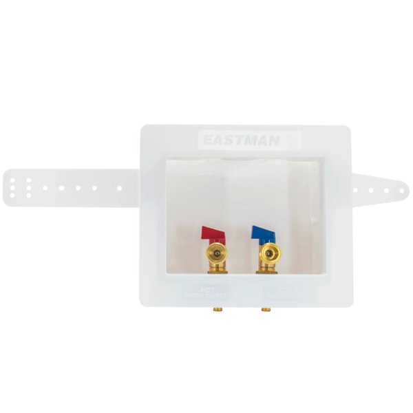 Eastman 1/2 Inch Expansion PEX Connection x 3/4 Inch MHT Washing Machine Outlet Box, Push to Connect Brass Plumbing Fittings, Double Drain, 60261