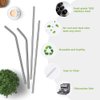 4PCS Reusable Metal Straws,8.5" Stainless Steel Straws with Case -Cleaning Brush for 20/30 Oz for Tumblers (Silver)