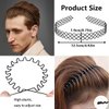 BOYIVI 10 PCS Metal Hair Band for Men Women Black Wavy Headband Non-slip Unisex Hairband Fashion Sports Outdoor Hair Hoop Simple Elastic Hair Accessories