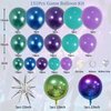 ECEAE 131Pcs Video Game Balloon Arch Garland Kit with Star and Gradient Metallic Balloons – Green, Blue, and Purple for Kids Party, Birthday Party Decorations
