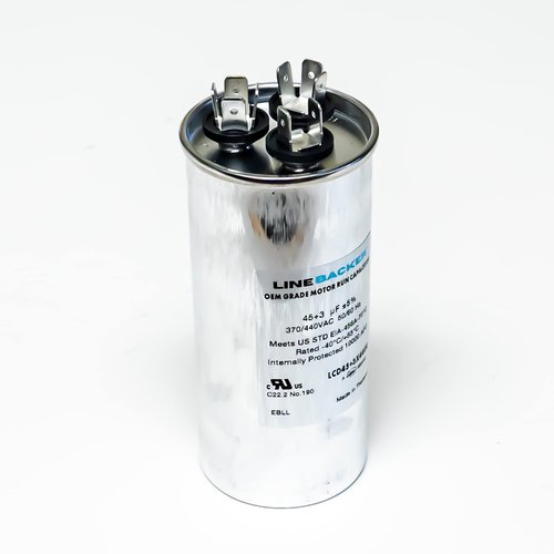 Supco Capacitor Round Dual Run 45 + 3 uf 370/440 Volts for HVAC Motors Compressors LCD45+3X440R Linebacker