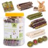 50-60 PCS Natural Rabbit Chew Toys, Rabbit Treats, Guinea Pig Chew Toys, Bunny Toys, Hamster Treats, Timothy Stick, Apple Sticks, Sweet Bamboo, for Guinea Pig, Hamster, Chinchilla, Rat, Small Animals