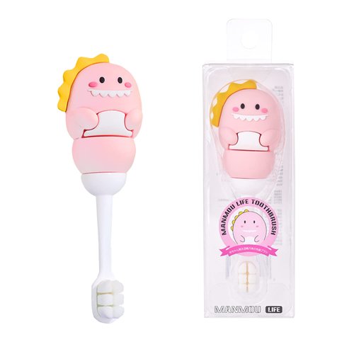 ZMRZ Kids Toothbrush - Soft Bristles for Toddlers & Children Aged 1-4 - Fun Dinosaurs Shape for 360 Degree Cleaning - Gifts for Kids’ Birthday (1 Count (Pack of 1), Pink)