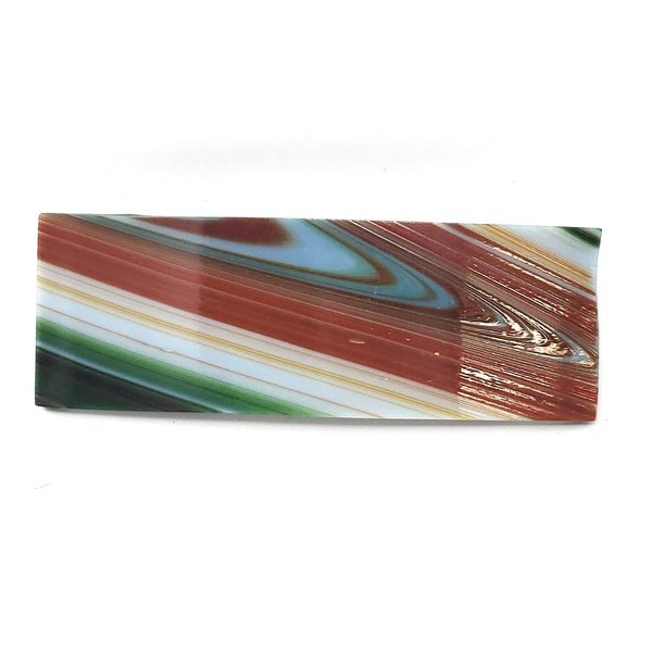 Green Orange Swirl Fused Glass French Barrette