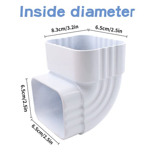 2 x 3 inches Downspout Gutter Rainwater Pipe Diverter Aluminum Downspouts Adapter Elbow Corner Reusable Water Pipes Fitting Connection for House Overboard System 90 Degree (White)