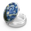 Pill Box 3 Compartment Portable Pill Case for Pocket or Purse Pill Box Decorative Metal Medicine Vitamin Organizer Unique Gift(Van Gogh Starry Night)