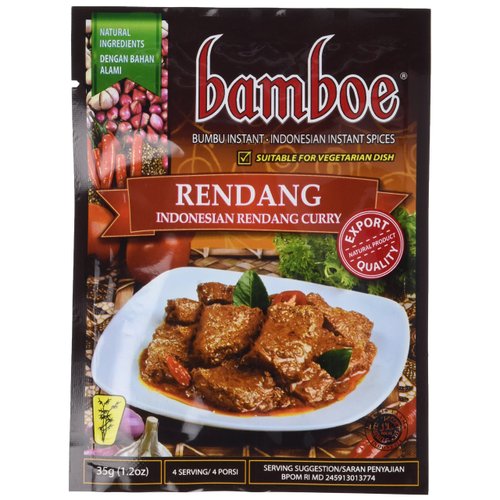 bamboe - RENDANG - INDONESIAN DRY CURRY PASTE - INDONESIAN INSTANT SPICES - 6 x 1.2 OZ /36 g - Product of Indonesia by Bamboe