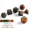 Febote Natural Gemstone Dice Set, 7 Pcs Bloodstone DND Dice with Box Used for Dungeon and Dragon Dice Games D4 D6 D8 D10 D% D12 D20 (Bloodstone)