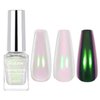 RARJSM Aurora Chrome Nail Polish Chameleon Nail Powder Liquid Metallic Mirror Effect Pink Green Iridescent Chrome Nail Powder for Polish White Pearl Mermaid Glitter Nail Art Quick Dry 5ML 0.17FLOZ