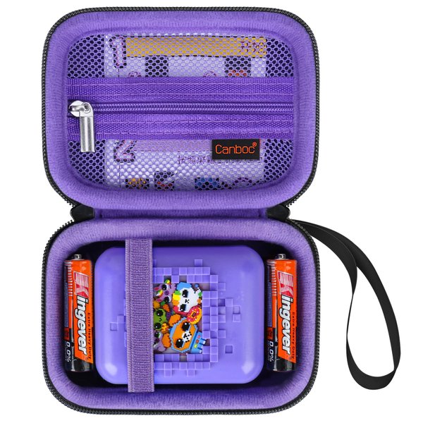 Canboc Hard Carrying Case for Bitzee/Bitzee Disney/Bitzee Magicals Interactive Toy Digital Pet, Virtual Electronic Pets Kids Toys Storage Bag, Black+Purple (Case Only)