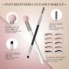 Eyebrow Stamp Stencil Kit - for Waterproof Eyebrows Makeup, Eyebrow Stamp Kit with Sponge Applicator, 10 Eyebrow Stencils, Dual-ended Brow Brush, Waterproof Eyebrow Pomade (Light Brown)