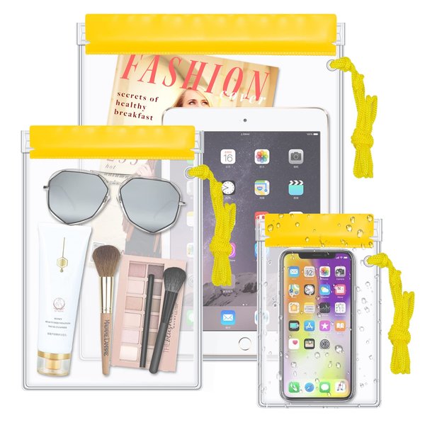 Meetory Clear Waterproof bags Pouch Dry Bags For Camera Mobile Phone Maps Kayak Document Holder - 3 Piece Set Waterproof Plastic Pouch Utility Bags