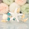 Yean Starfish Tiara Comb Silver Shell Girls Princess Hair Comb Costume Party Hair Accessories Pearl Hair Piece for Women and Girls