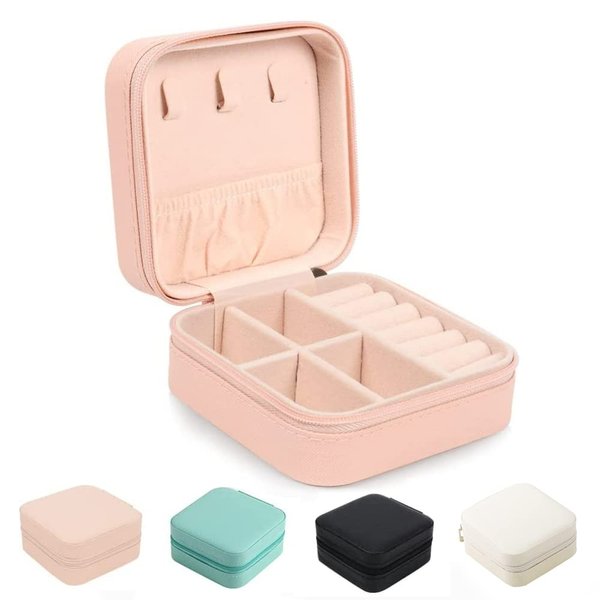 FOME Small Jewelry Box, Portable Jewelry Box Organizer PU Leather Mini Travel Jewelry Storage Case for Rings Earrings Necklace Bracelets Jewelry for Women Girls Pink