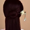 Lurrose Hairpin Wooden Hair Stick Retro Chinese Resin Flower Tassel Classical Feminine Temperament Bride Kimono Hair Accessories Kanzashi Hair Ornament Decor