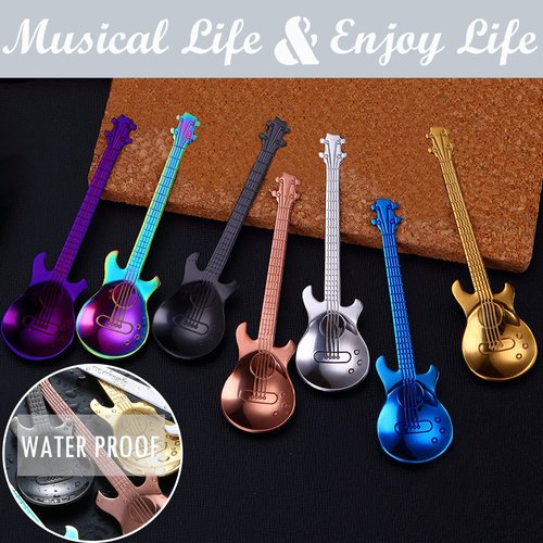 Guitar Spoons Coffee Teaspoon, ESRISE Musical Coffee Gifts for Men, Stainless Steel Cute Tea Spoons for Christmas Gifts Birthday Gifts (Multicolor)