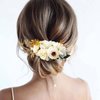 Yheahin Bridal White Rose Flower Hair Comb Boho Handmade Floral Headpiece Wedding Flower Hair Accessories for Women Brides Bridesmaids (White 2)