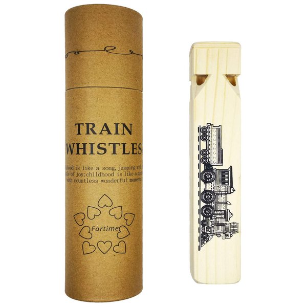 Fartime Wooden Train Whistle With A Beautiful Gift Box, 4 Tone Toddlers Educational Party Favors Toy Gift with Blast Chart for Kids