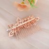 Foyte Crystal Wedding Hair Comb Pearl Bride Headpiece Rose Gold Rhinestone Hair Piece Bridal Side Hair Accessories for Women and Girls