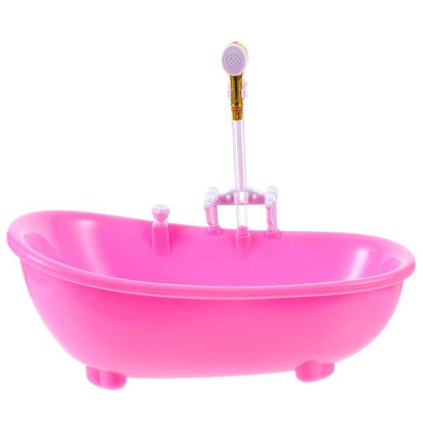 Toyvian Toy Bathtub for Dolls, Baby Doll Real Working Bath Set Electric Bathtub with Shower and Faucet Pretend Play Toy Play Water Accessories Fits Most Dolls ​Up to 12''