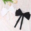 2Pcs Big Satin Hair Bows for Women Girls 10 Inch Barrette Hair Clip Long Black Silk Ribbon bride Wedding Bows French Style Hair Accessories (Black+White-C)