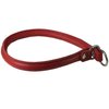 Round Genuine Rolled Leather Choke Dog Collar 19" Long Red