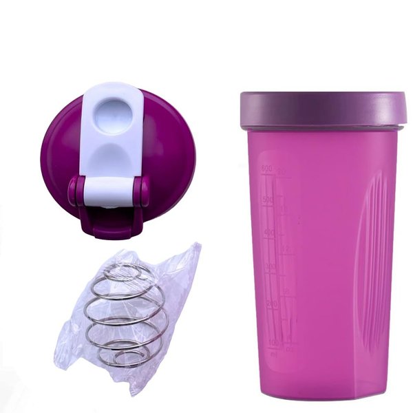 Generic Protein Shaker Bottles Blender, Bottle 20oz With Wire Whisk Shaker Ball, Leak Proof Protein Shaker Bottle, Pink, Xik003