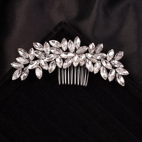 Teyglen Simple Full Rhinestones Bride Wedding Hair Comb Crystal Hair Pieces Luxurious Hair Accessories for Bride Bridal Side Hair Combs for Women Bride Girls (Silver)