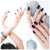 SILPECWEE 16 Sheets Black Nail Wraps Solid Color Nail Polish Strips for Women Gel Nail Strips Self Adhesive Nail Polish Stickers Fingernail Manicure Stickers Nail Art with 1pc Nail File