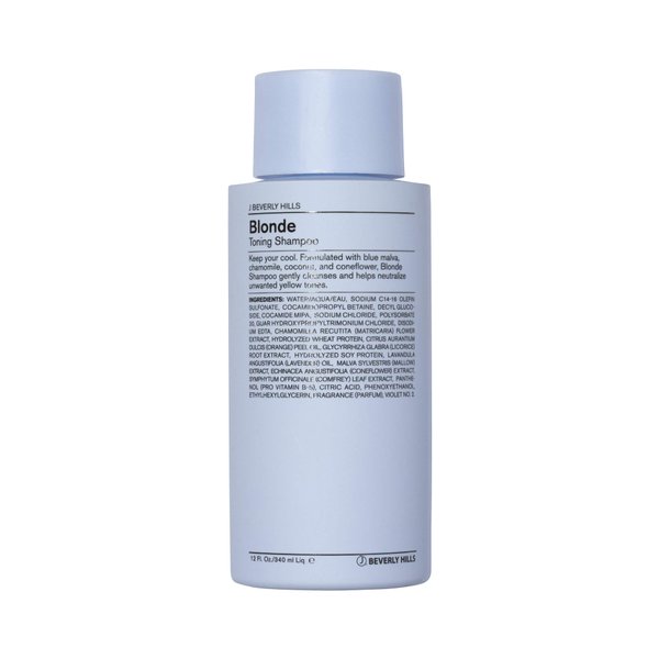 J Beverly Hills Blue Blonde Toning Shampoo with Coconut Oil for Deep Conditioning, 12 Oz