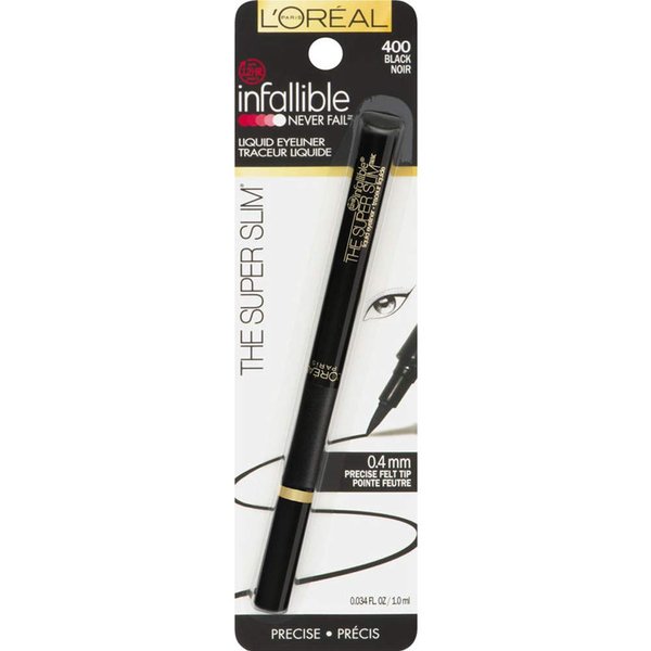 L'Oreal Paris Infallible The Super Slim Liquid Eyeliner, Black [400] 0.034 oz (Pack of 4)