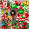 64 Pcs Christmas Foil Balloons Decoration Set,Candy Cane Gift Box Swirl Mylar Christmas Party Balloons,Red Green Balloons for Christmas New Year Candies Xmas Theme Party Decorations