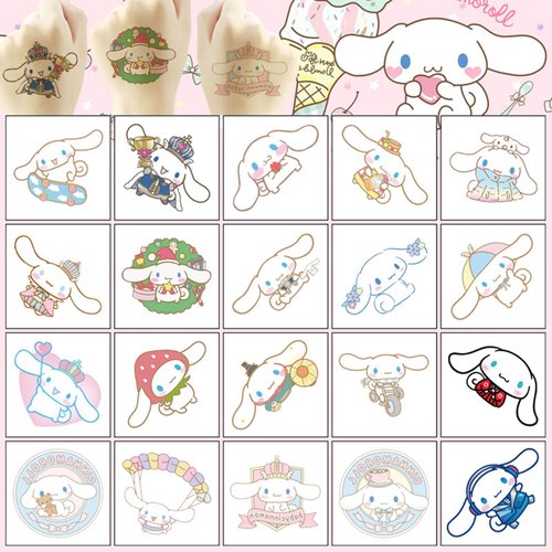 40 Sheets Cinnamoroll Temporary Tattoos Birthday Themed Party Supplies Decoration Favors Cartoon Cute Sticker for Kids Boys Home Activity Class Prizes Carnival Christmas Rewards (red)