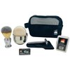 G.B.S Men Deluxe Travelling Kit – Butterfly Double Edge Safety Razor, Chrome Shaving Brush, Soap Bowl, Natural Shaving Soap with Alum Block, Mesh Toiletry Bag